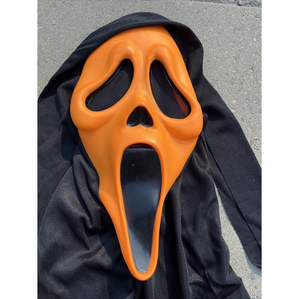 Vintage Orange Scream Ghost Face Mask Easter Unlimited Fun World RARE!